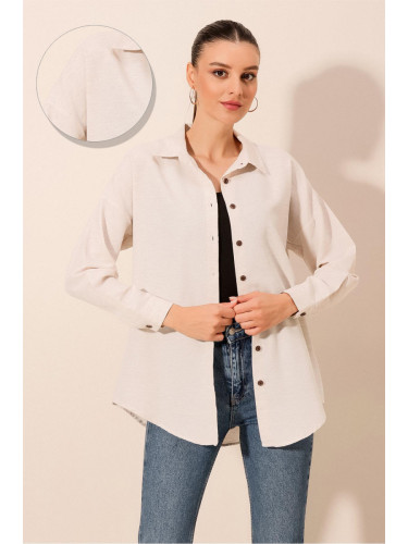 Bigdart 20203 Oversize Basic Linen Shirt - Cream