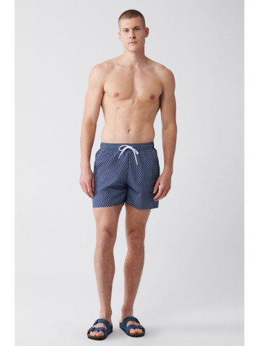 Avva Navy Blue - Blue Quick Dry Printed Standard Size Comfort Fit Swimsuit Swim Shorts