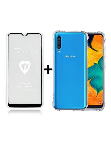 Комплект 5D Full Glue стъклен протектор + Clean Armor гръб Samsung A50 (A30s)