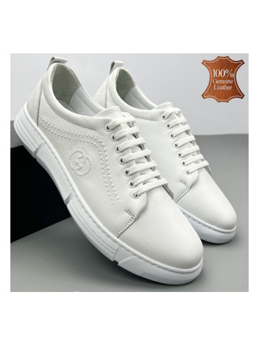 Бели мъжки обувки от естествена кожа 7029 white