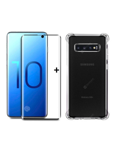 Комплект 3D стъклен протектор + Clean Armor гръб Samsung S10/S10 Plus