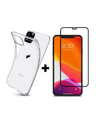 Комплект 5D Full Glue стъклен протектор + Clean Armor гръб Iphone 12 Mini