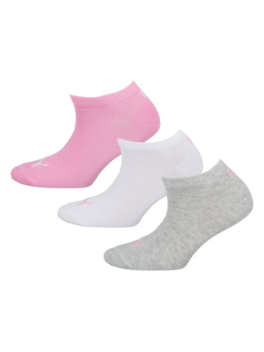PUMA Дамски чорапи тип терлици  сив меланж / светлорозово / бяло