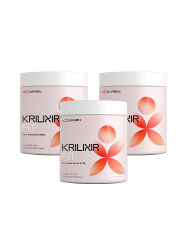 Krilixir Fit масло от крил за здраво тяло и бърз метаболизъм x60 капсули ПРОМО 3 ОПАКОВКИ