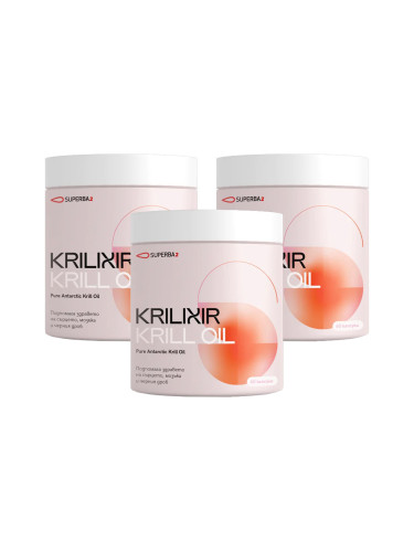 Krilixir Krill Oil масло от крил за здраво сърце, мозък и черен дроб x60 капсули ПРОМО 3 ОПАКОВКИ