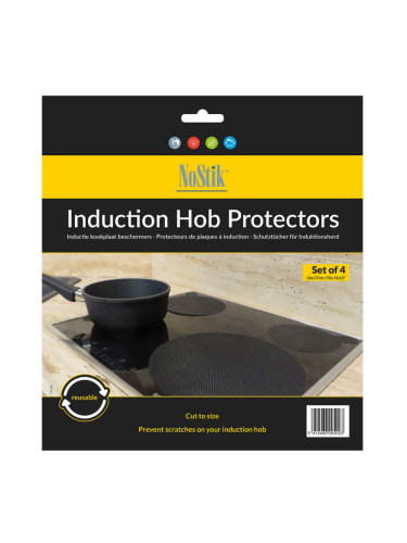 Комплект протектори за индукционен котлон NoStik 1DDD689, 4бр, 27х27см, Многократна употреба, 260 C, Черен