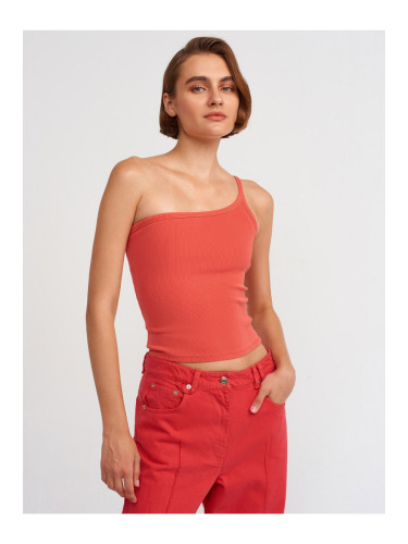 Dilvin 20673 Washed Asymmetric Top-Red
