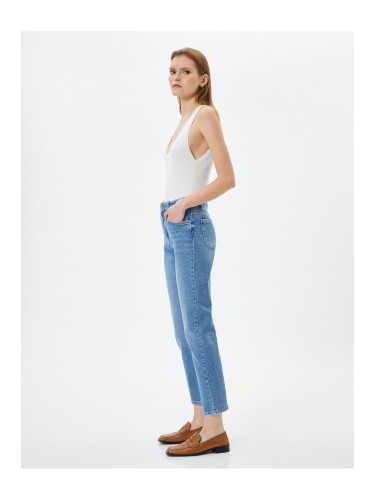 Koton Straight Leg Jeans Standard Waist Cotton Elastic Pocket - Eve Slim Jean