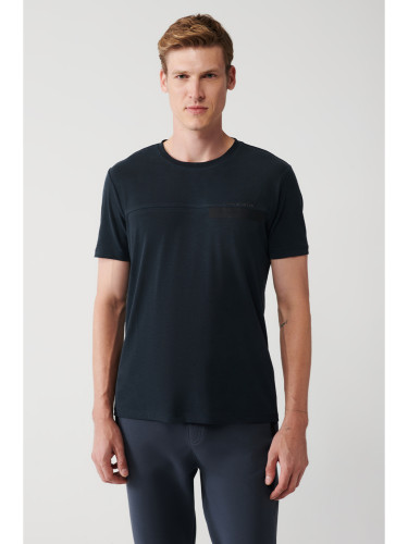 Avva Men's Anthracite Soft Touch Crew Neck Printed Standard Fit Regular Fit T-shirt
