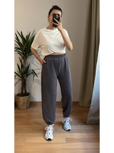 Laluvia Smoky Winter Soft Textured Modal Elastic Trousers
