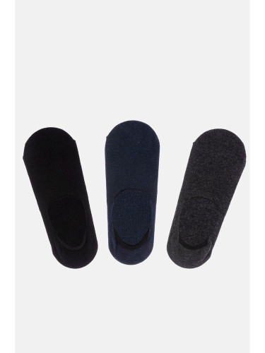 Avva Men's Navy Blue 3-pieced Flatsocks Socks