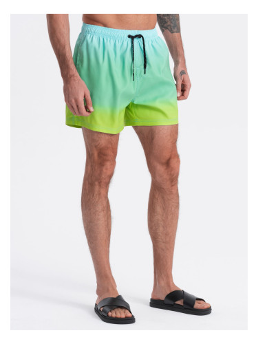 Men's ombre effect swim shorts - light turquoise