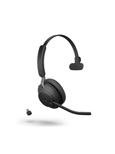 Слушалки Jabra Evolve2 65 MS Mono, безжични, микрофон, за работа с Microsoft Teams, шумоизолиращ дизайн, светлинна индикация за заетост, Bluetooth, USB Type-C, черни