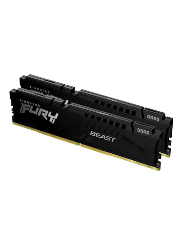 Памет 32GB (2x 16GB) DDR5 6000MHz, Kingston FURY Beast Black, KF560C40BBK2-32, 1.35 V