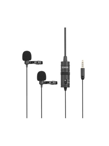 Микрофони BOYA BY-M1DM, тип "брошка", 2бр., 3.5mm жак, черен