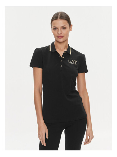 EA7 Emporio Armani Тениска с яка и копчета 3DTF01 TJSXZ 0200 Черен Slim Fit