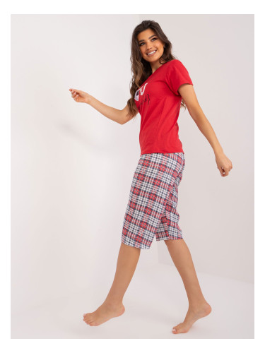Red women's pajamas with inscriptions