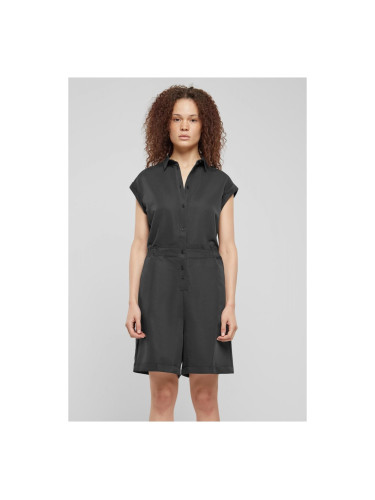 Viscose Twill Women's Short Jumpsuit - Black