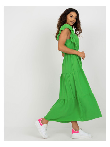 Light green dress with ruffle for the summer