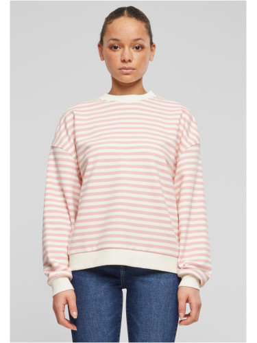 Women's Oversized Striped Sweatshirt - Pink/Cream