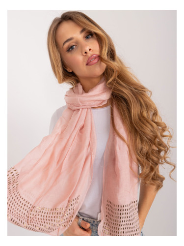 Light pink long women's scarf with appliqué