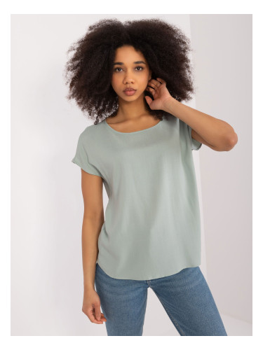 Pistachio blouse with round neckline SUBLEVEL