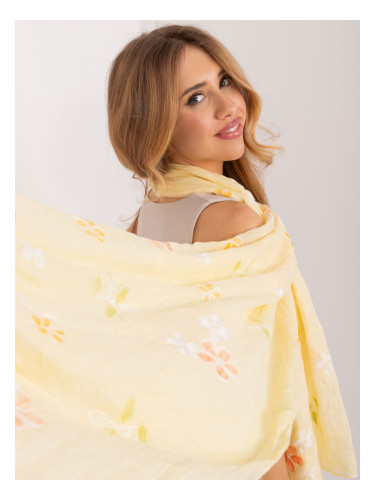 Light yellow women's scarf with embroidery