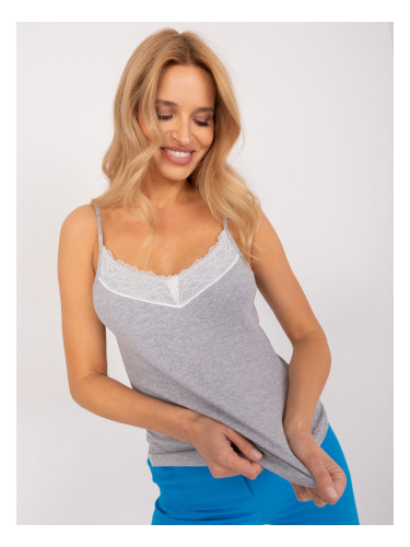 Grey ribbed top with lace SUBLEVEL tank top SUBLEVEL