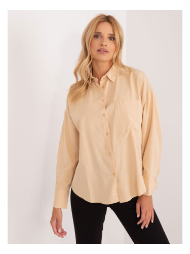 Beige oversize shirt with buttons on the back