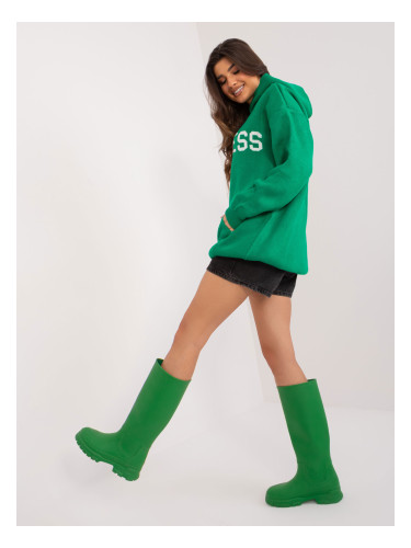 Green women's oversize hooded sweater
