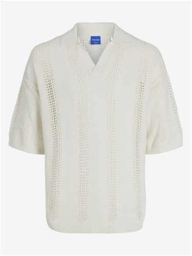 Men's Cream Polo T-Shirt Jack & Jones Wavy