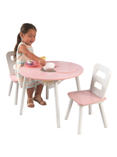 KidKraft Трапезария с кръгла маса и 2 стола / топка / розово