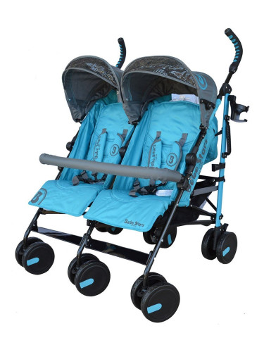 Детска количка Twin Lux Bebe Stars-Blue