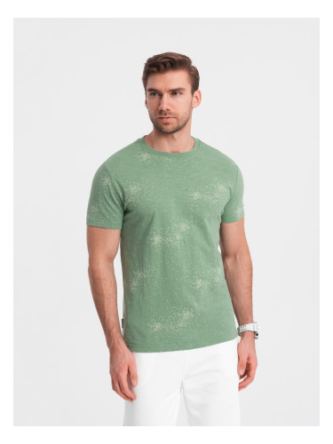 Ombre Men's full-print t-shirt with scattered letters - green