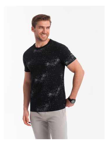 Ombre Men's full-print t-shirt with scattered letters - black