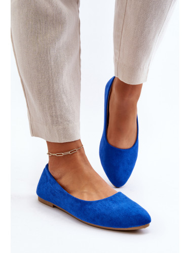 Сини велурени балеринки EVENTO