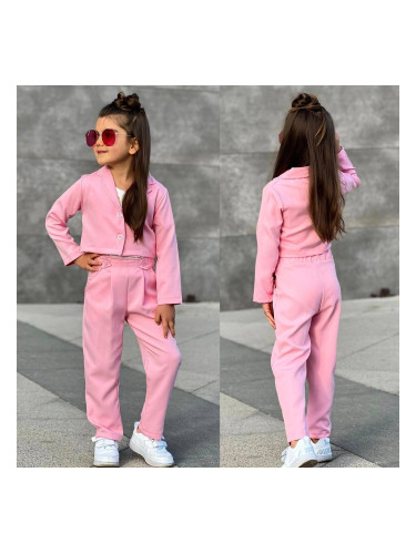Комплект за момиче от 3 части- блуза, сако и панталон в розово