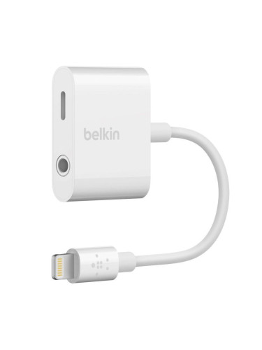 Адаптер Belkin Rockstar, 3.5 mm audio + charge, Бял