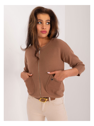 Light brown women's cardigan with viscose content