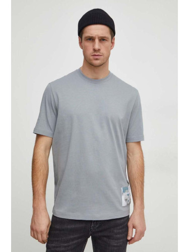 Памучна тениска Armani Exchange в сиво с апликация 3DZTLF ZJ9JZ