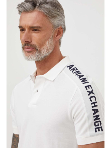 Памучна тениска с яка Armani Exchange в бяло с апликация 3DZFLA ZJM5Z