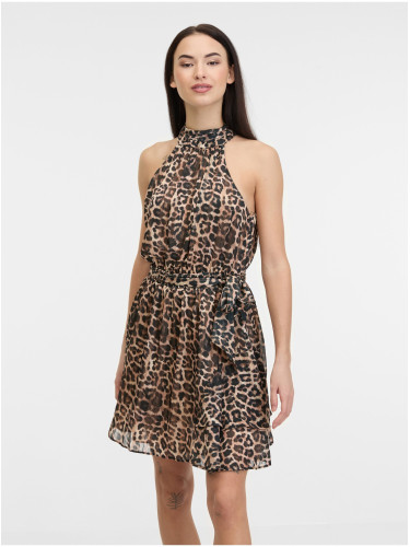 Women's brown dress with animal pattern Guess Romana - Women