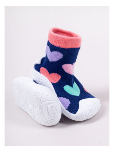Yoclub Kids's Baby Girls' Anti-Skid Socks With Rubber Sole P1 Navy Blue