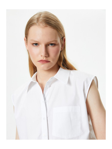 Koton Crop Shirt Short Sleeve Buttoned Pocket Detail Cotton