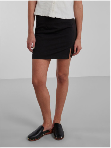 Black Women's Mini Skirt with Slit Pieces Thelma - Women's