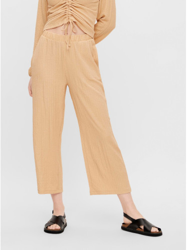 Beige Cropped Loose Trousers Pieces Lara - Women