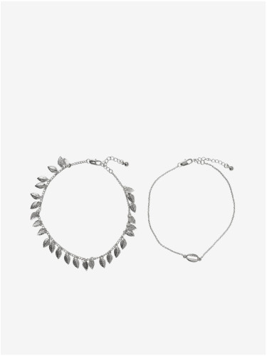 Set of Two Women's Ankle Chains in Silver Color Pieces Bec - Women's