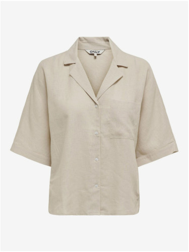 Women's cream shirt with linen blend ONLY Tokyo - Women