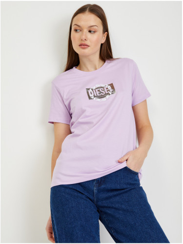 Light purple women's T-shirt Diesel Sily