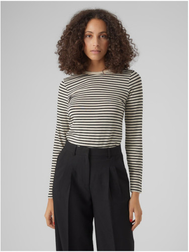 Black-cream women's striped T-shirt AWARE by Vero Moda Fiona - Women's